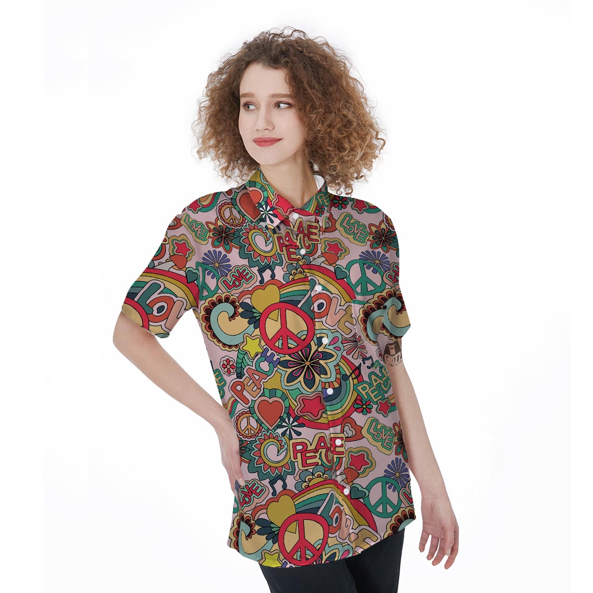 Retro Hippie Women's Short Sleeve Shirts-grizzshop