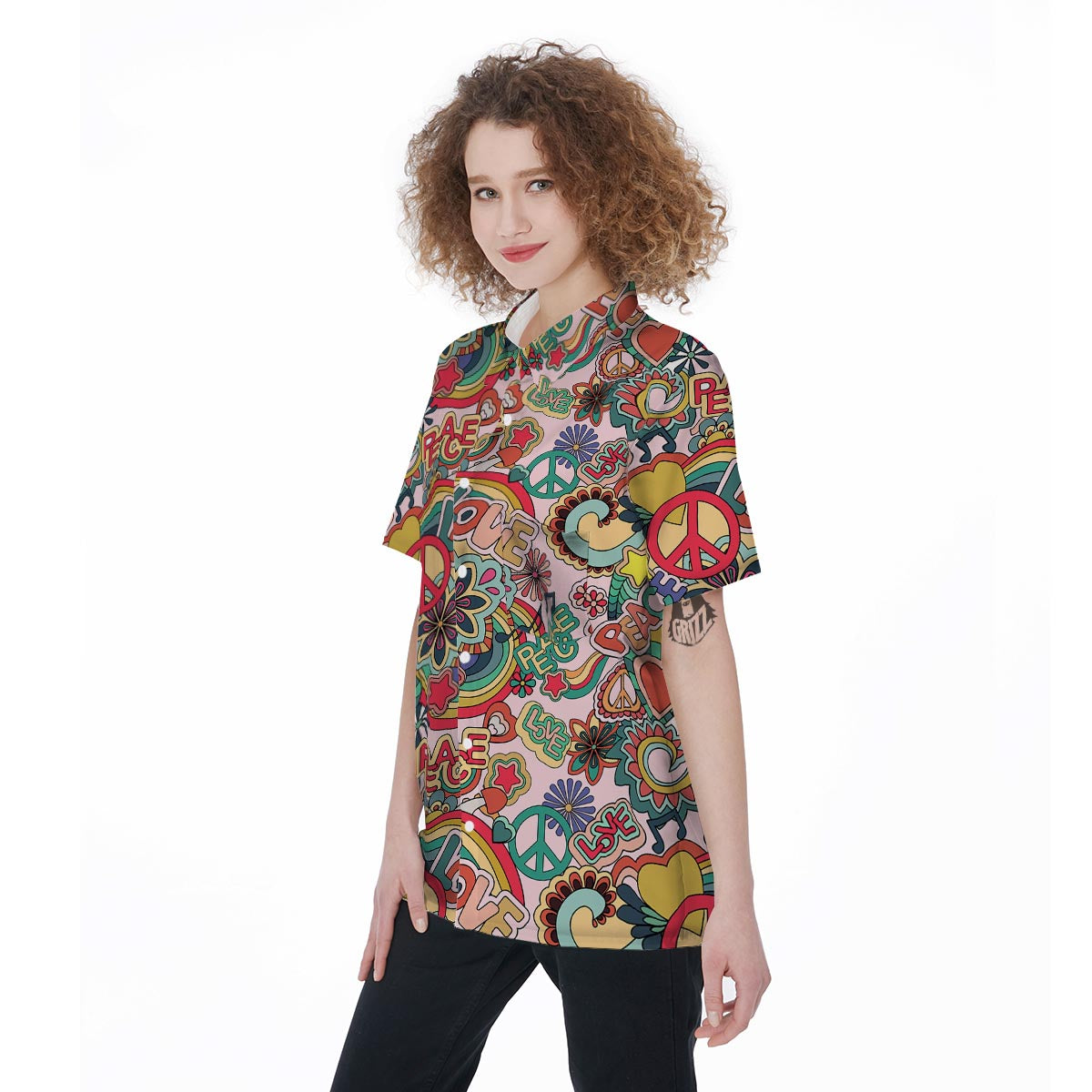 Retro Hippie Women's Short Sleeve Shirts-grizzshop