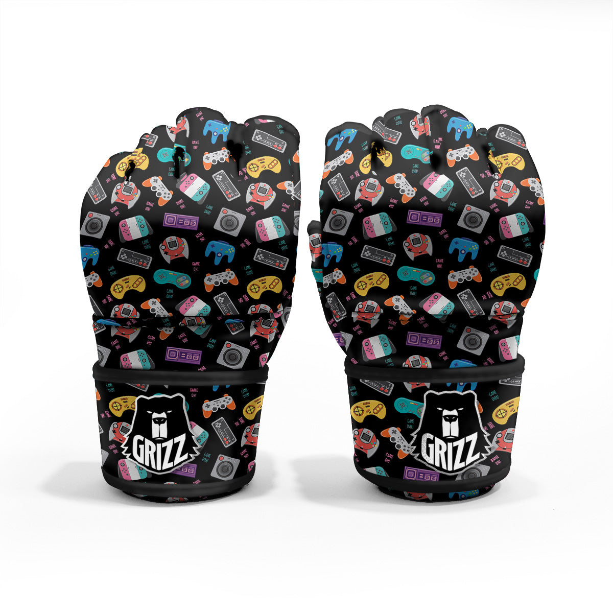 Retro Video Game Controller Print Pattern MMA Gloves-grizzshop