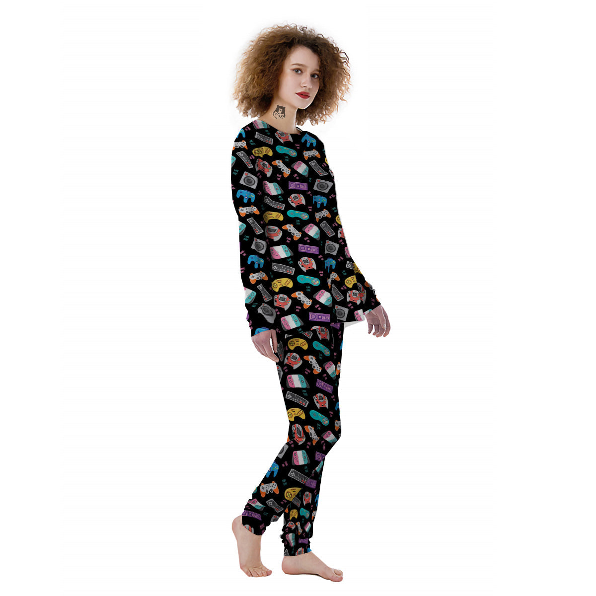 Retro Video Game Controller Print Pattern Women's Pajamas-grizzshop