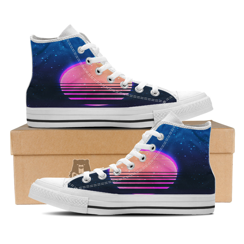 Retro Vintage Sun Print White High Top Shoes-grizzshop