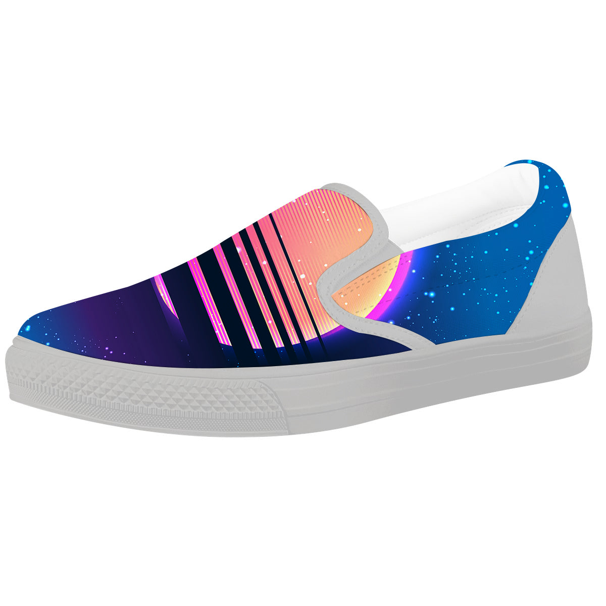 Retro Vintage Sun Print White Slip On Shoes-grizzshop
