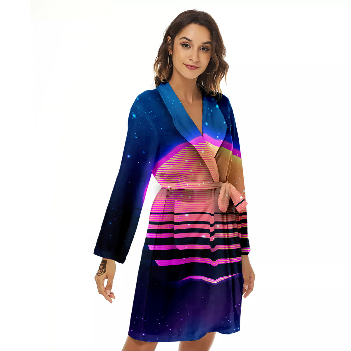 Retro Vintage Sun Print Women's Robe-grizzshop