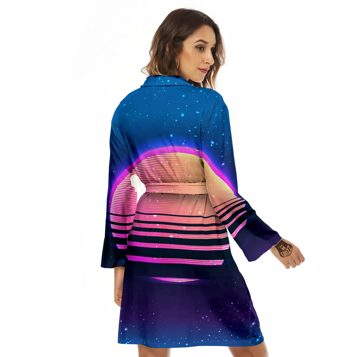 Retro Vintage Sun Print Women's Robe-grizzshop