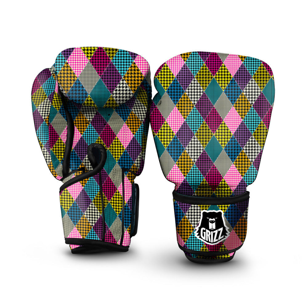 Rhombuses Houndstooth Colorful Print Pattern Boxing Gloves-grizzshop