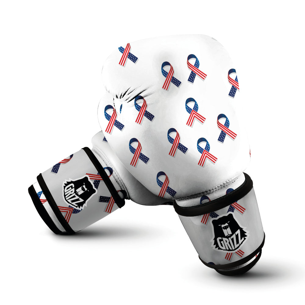 Ribbon American Flag Print Pattern Boxing Gloves-grizzshop