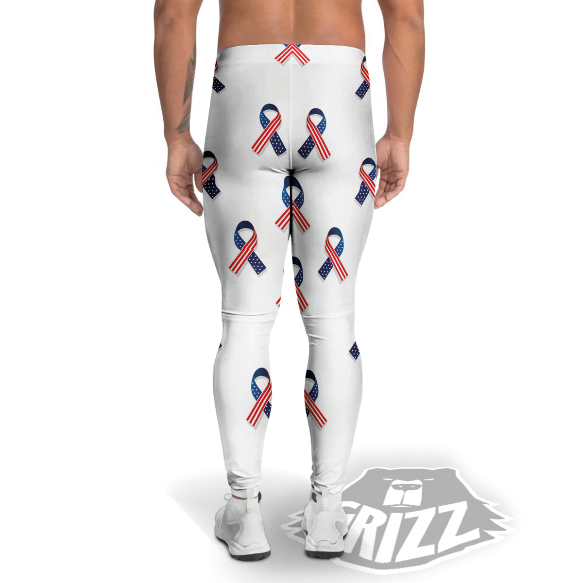 Ribbon American Flag Print Pattern Men's Leggings-grizzshop