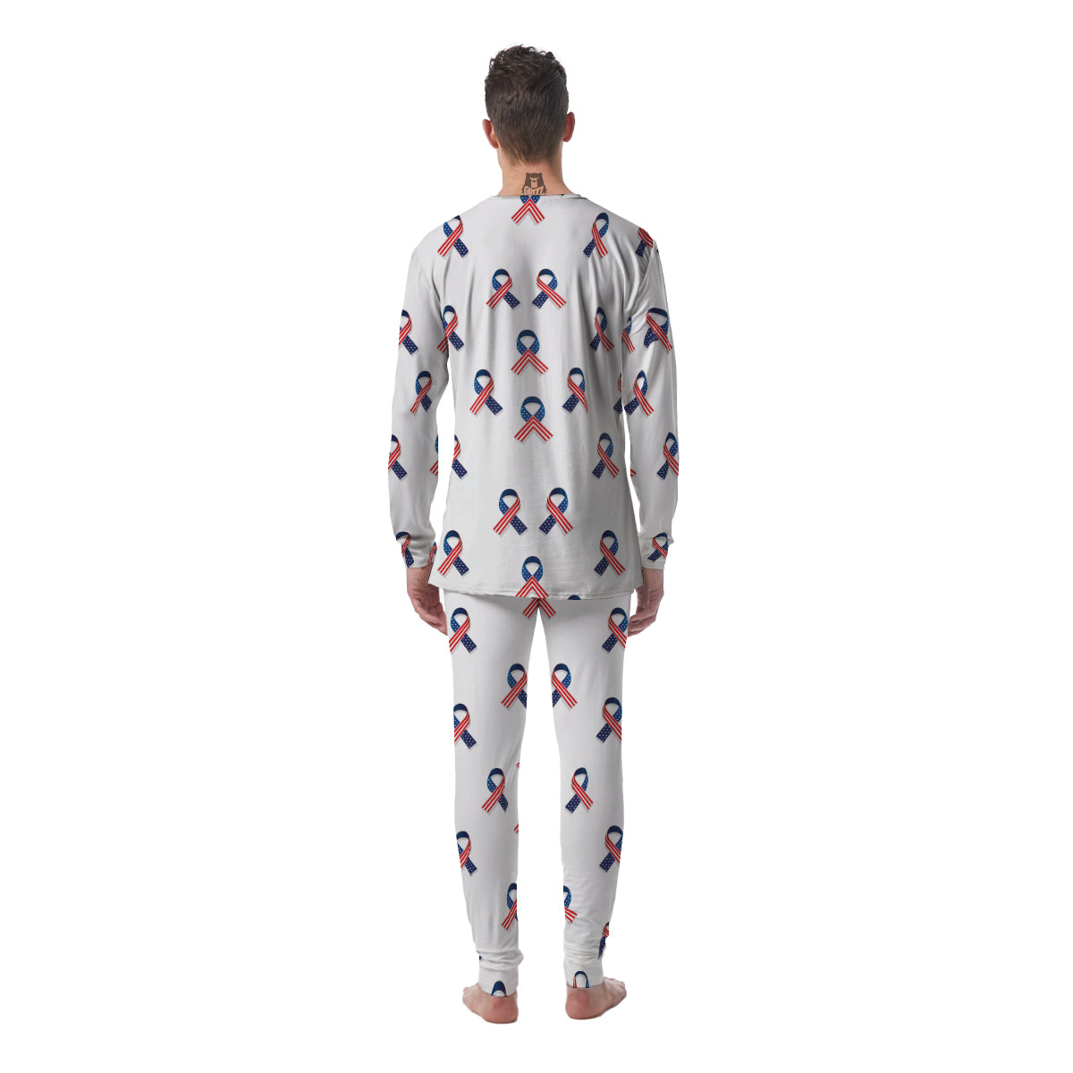 Ribbon American Flag Print Pattern Men's Pajamas-grizzshop