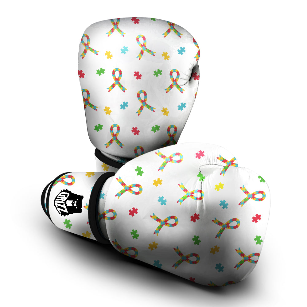 Ribbon Autism Awareness Print Pattern Boxing Gloves-grizzshop