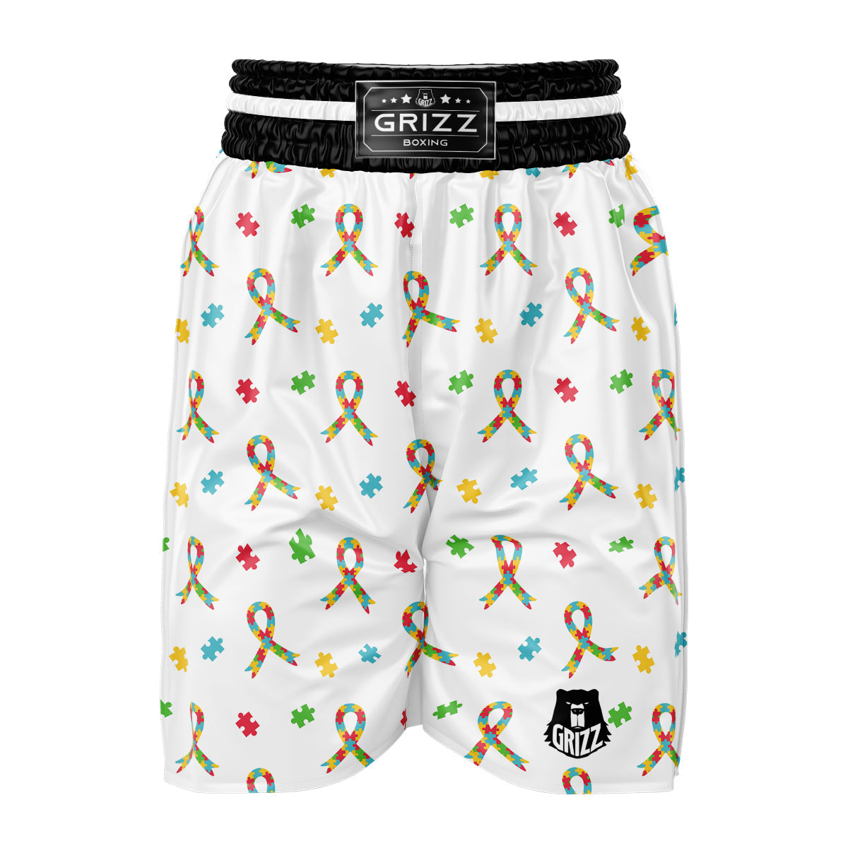 Ribbon Autism Awareness Print Pattern Boxing Shorts-grizzshop