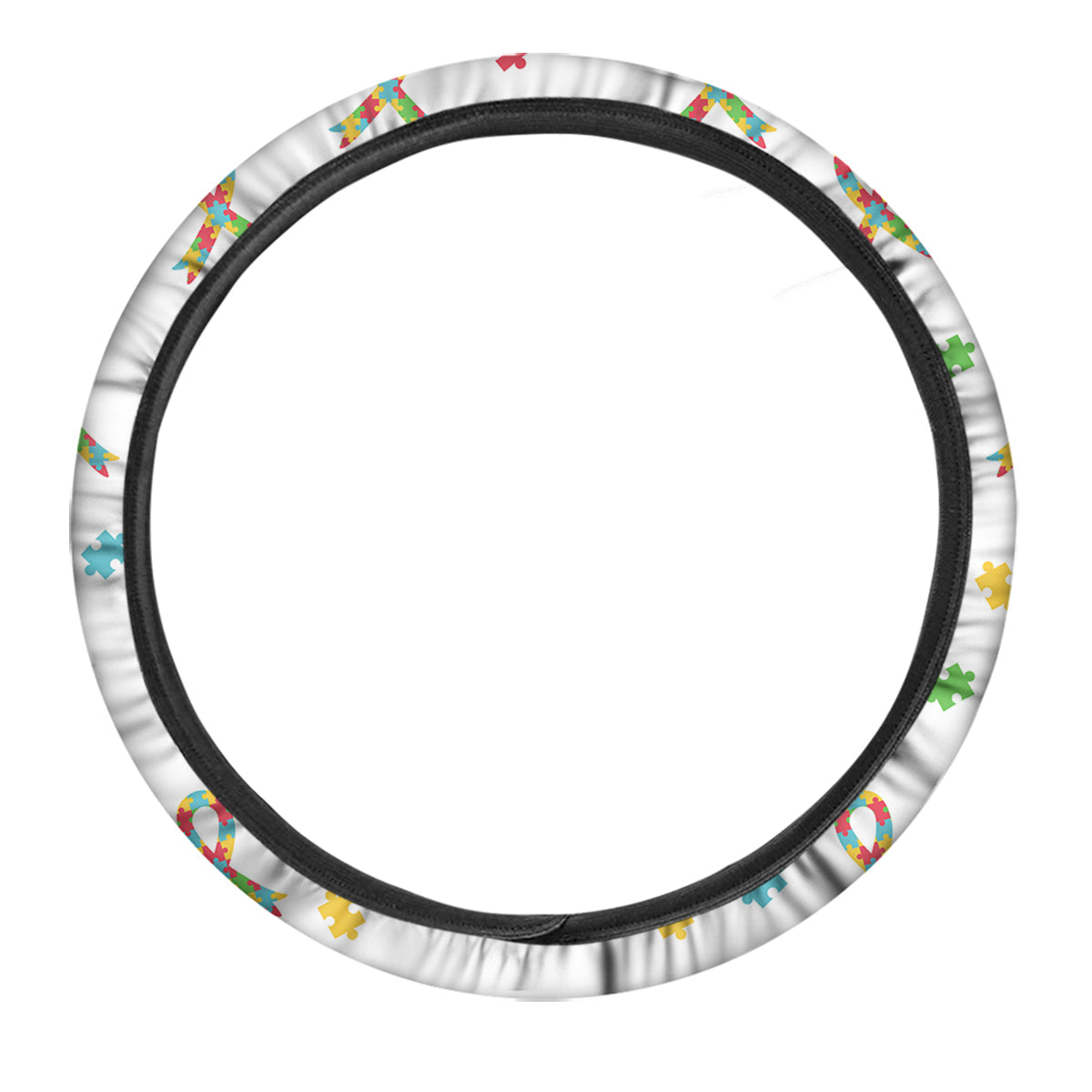 Ribbon Autism Awareness Print Pattern Car Steering Wheel Cover-grizzshop