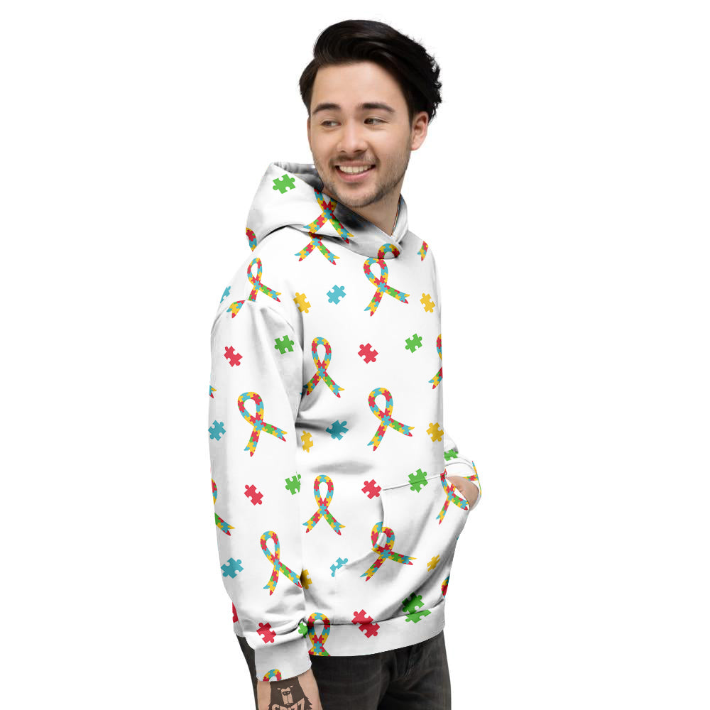 Ribbon Autism Awareness Print Pattern Men's Hoodie-grizzshop