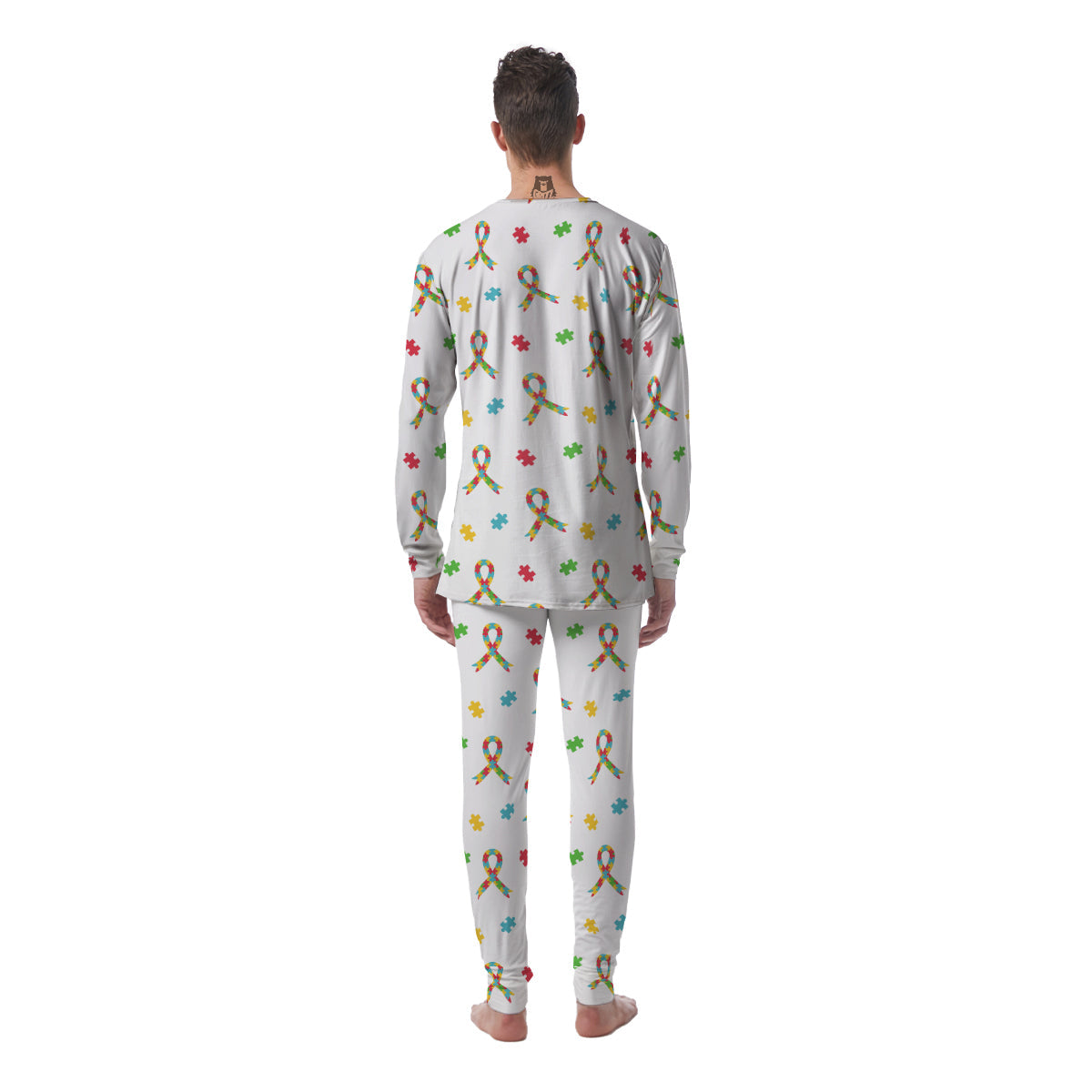 Ribbon Autism Awareness Print Pattern Men's Pajamas-grizzshop