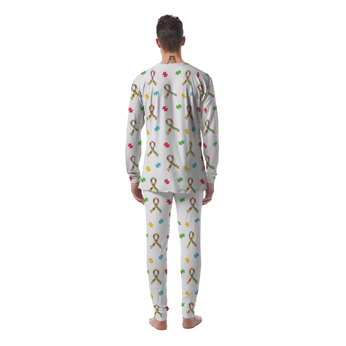 Ribbon Autism Awareness Print Pattern Men's Pajamas-grizzshop