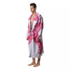 Ribbon Flower Pink Breast Cancer Print Men's Robe-grizzshop