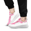 Ribbon Flower Pink Breast Cancer Print White Athletic Shoes-grizzshop