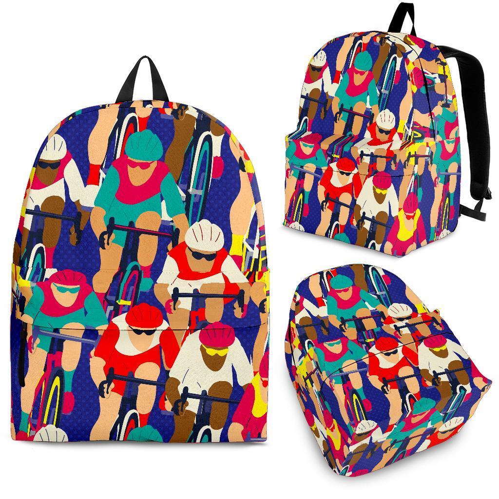 Ride Bicycle Pattern Print Backpack-grizzshop