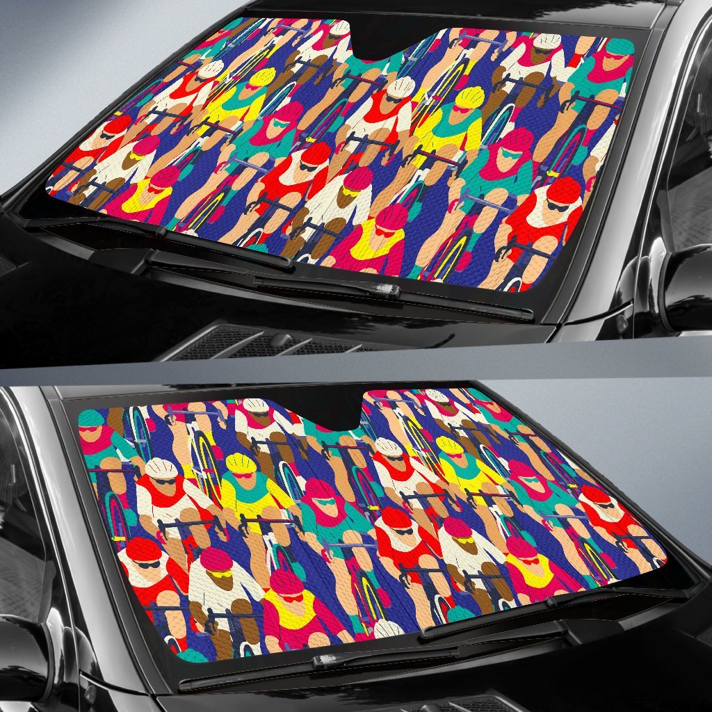 Ride Bicycle Pattern Print Car Sun Shade-grizzshop