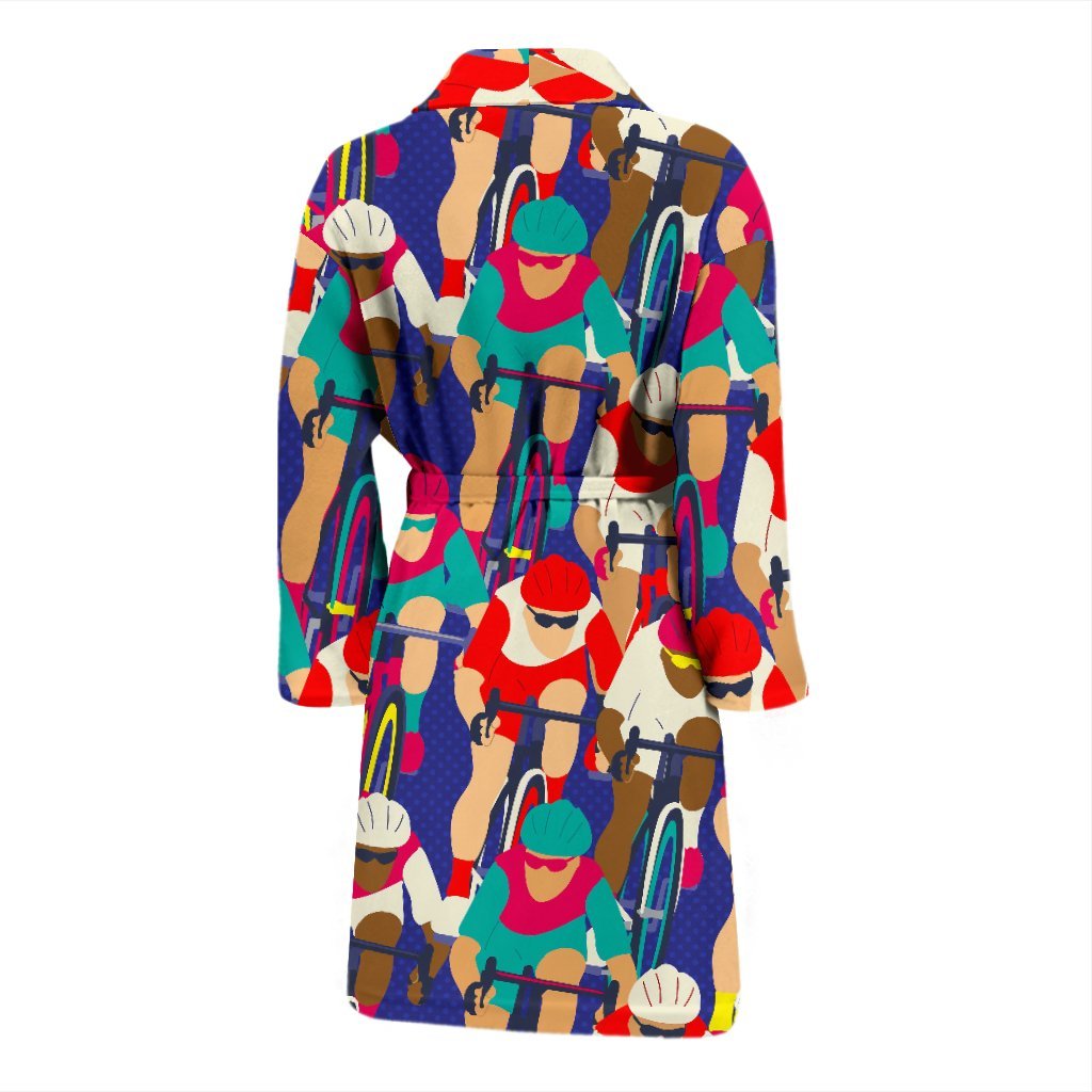 Ride Bicycle Pattern Print Men Long Robe-grizzshop