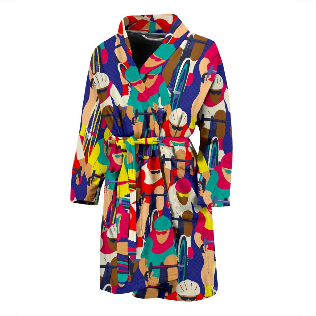 Ride Bicycle Pattern Print Men Long Robe-grizzshop