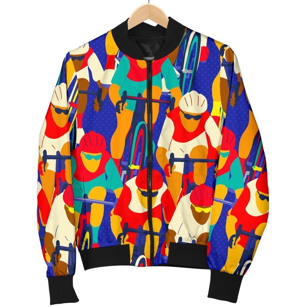 Ride Bicycle Pattern Print Men's Bomber Jacket-grizzshop