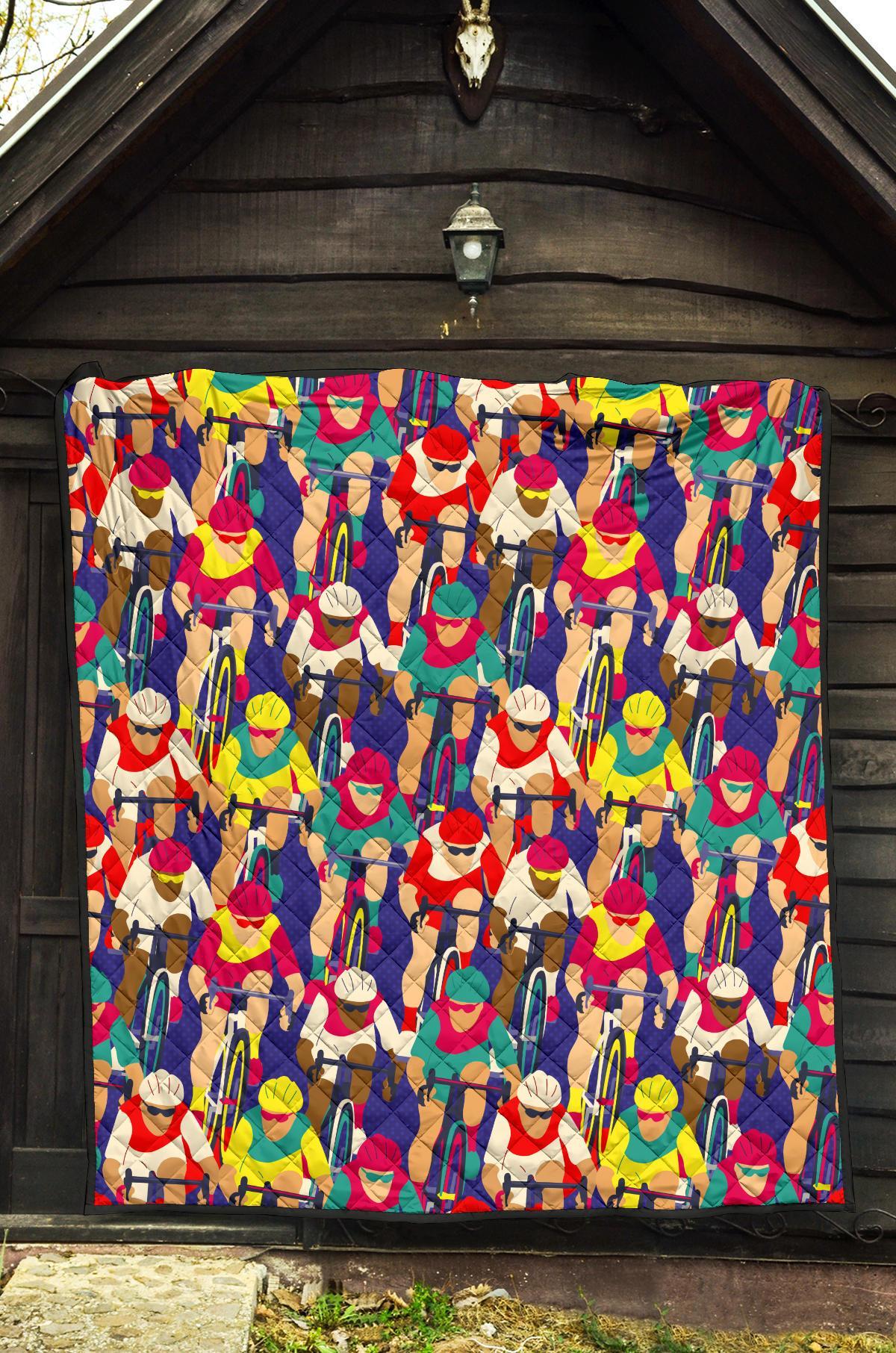 Ride Bicycle Pattern Print Quilt-grizzshop