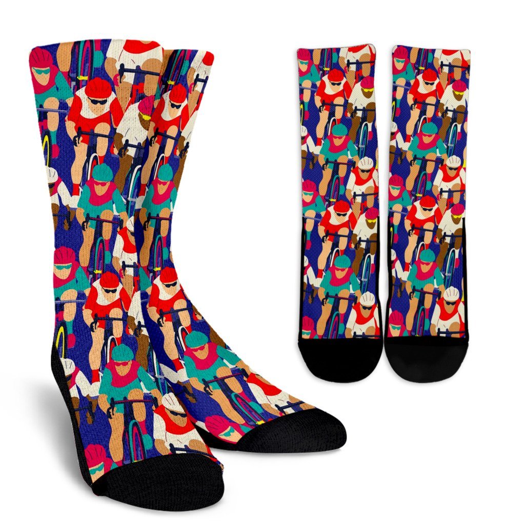 Ride Bicycle Pattern Print Unisex Crew Socks-grizzshop