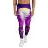 Riding Motorcycle Retro Purple Print Men's Leggings-grizzshop