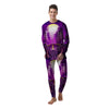 Riding Motorcycle Retro Purple Print Men's Pajamas-grizzshop