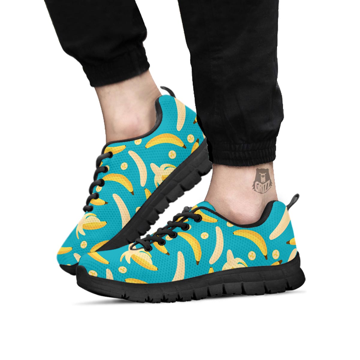 Ripe Banana Print Pattern Black Sneaker-grizzshop