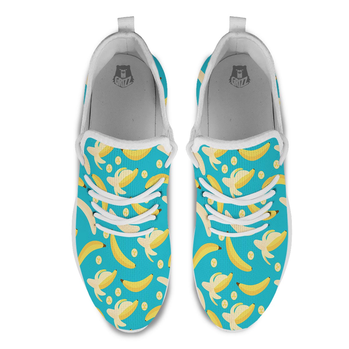 Ripe Banana Print Pattern White Athletic Shoes-grizzshop