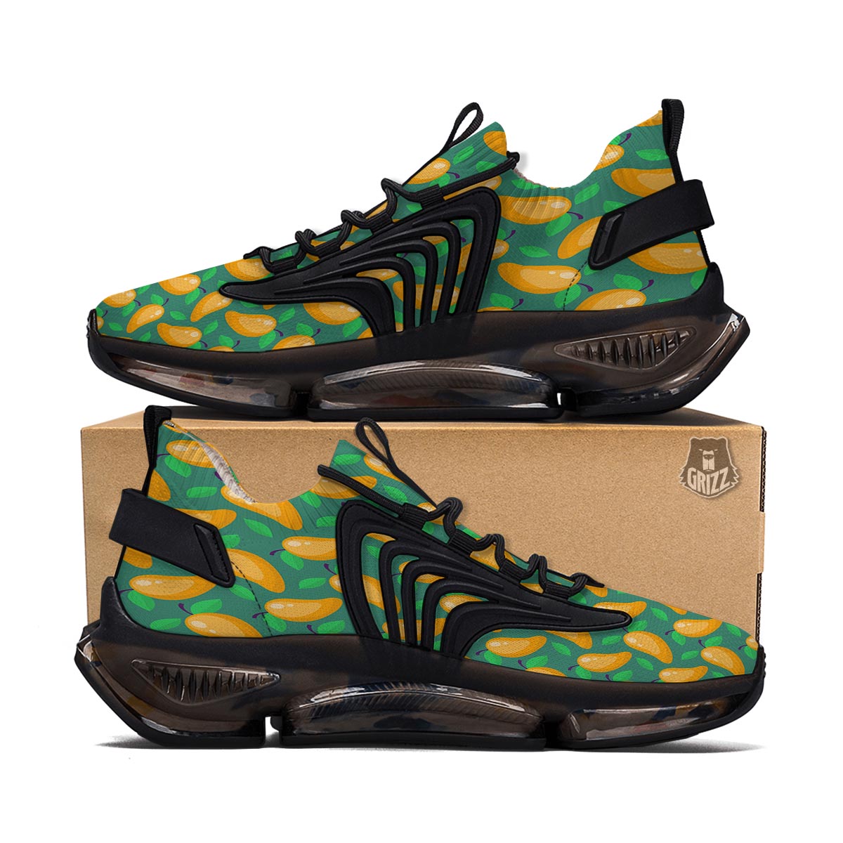 Ripe Mango Fruit Print Pattern Black Gym Shoes-grizzshop