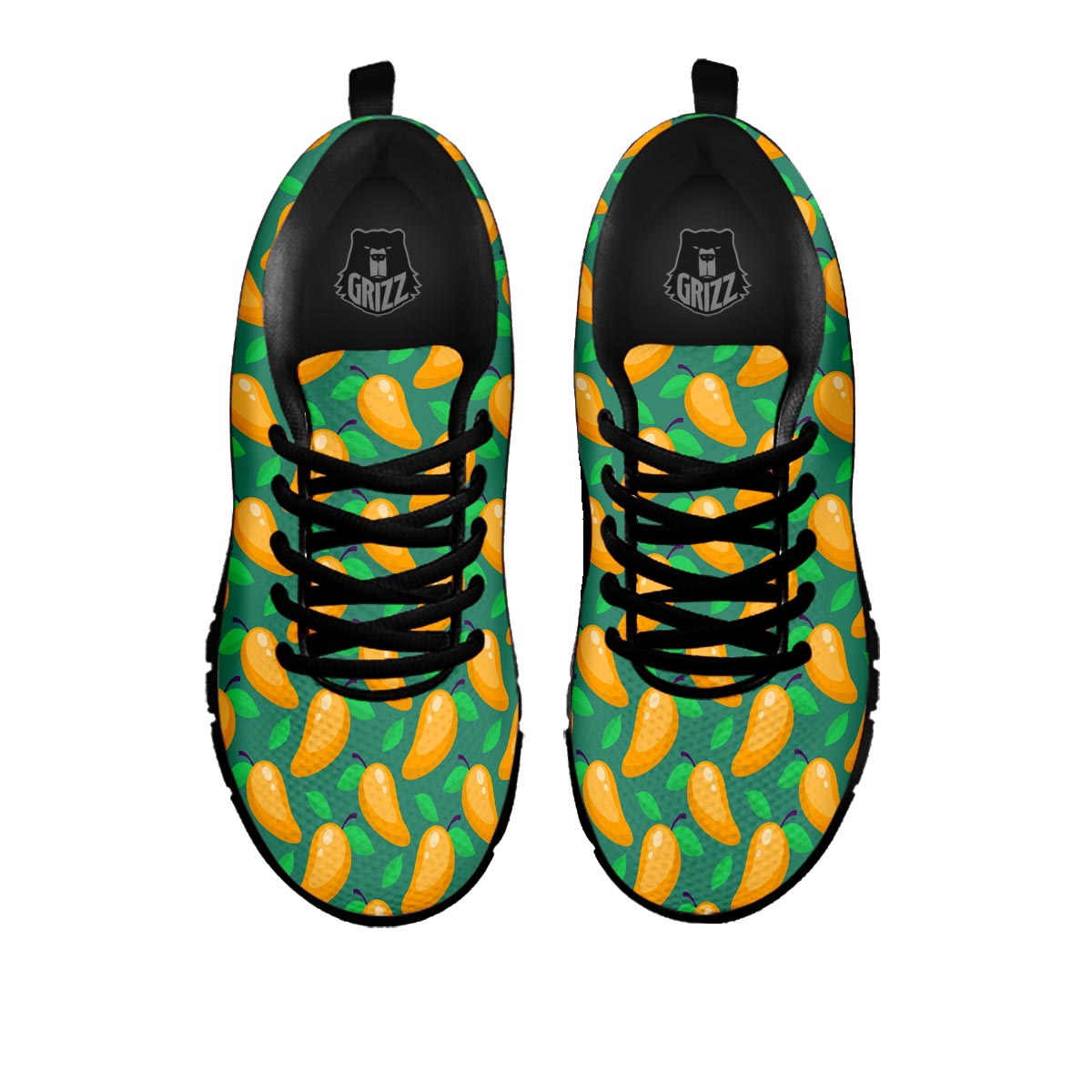 Ripe Mango Fruit Print Pattern Black Sneaker-grizzshop