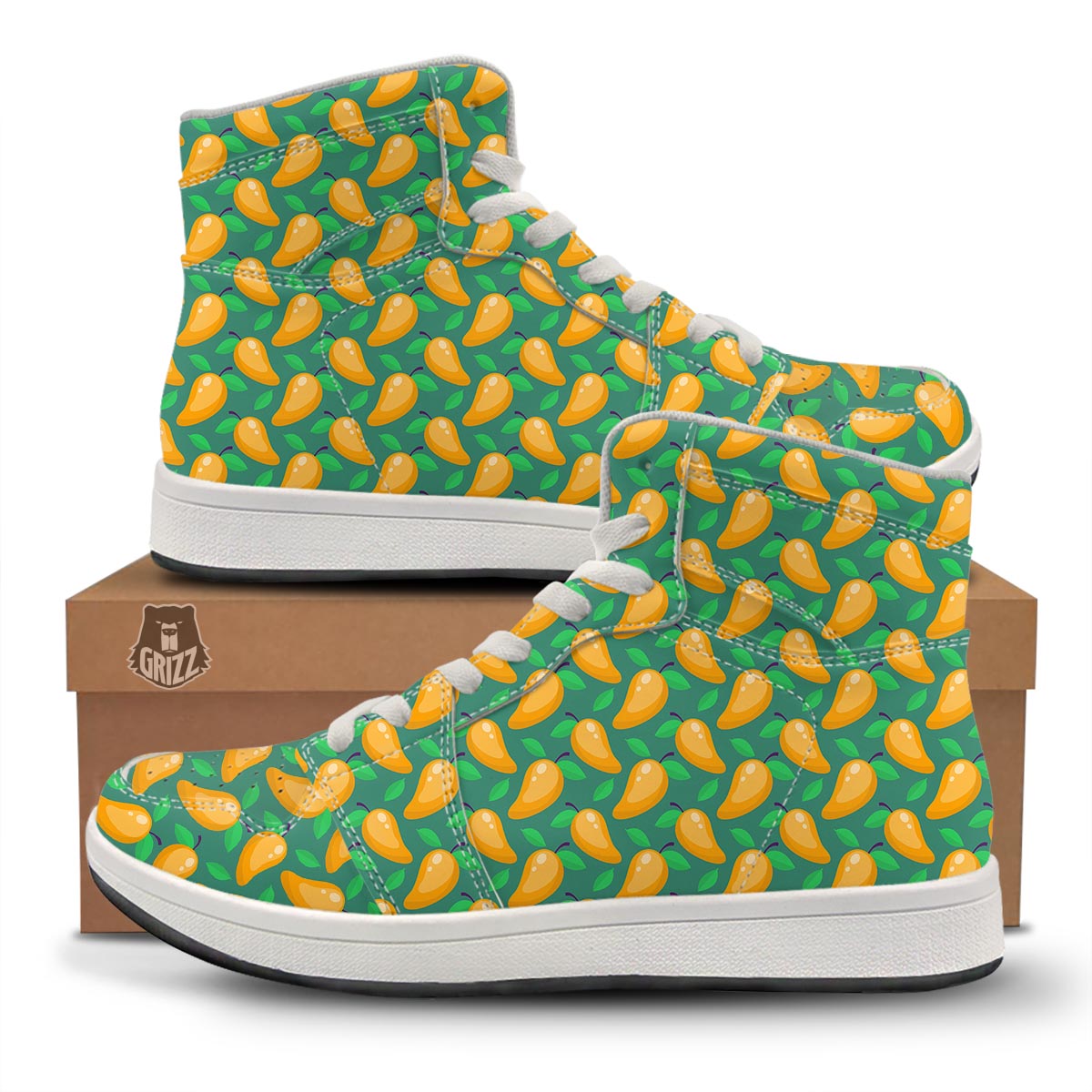 Ripe Mango Fruit Print Pattern High Top Sneakers-grizzshop
