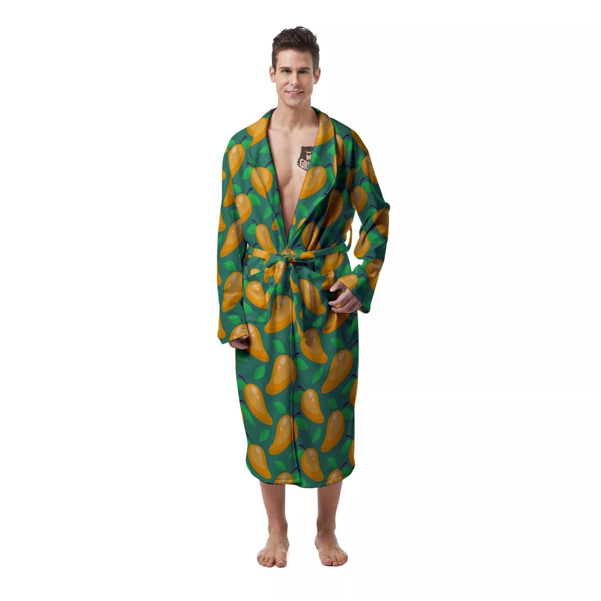 Ripe Mango Fruit Print Pattern Men's Robe-grizzshop