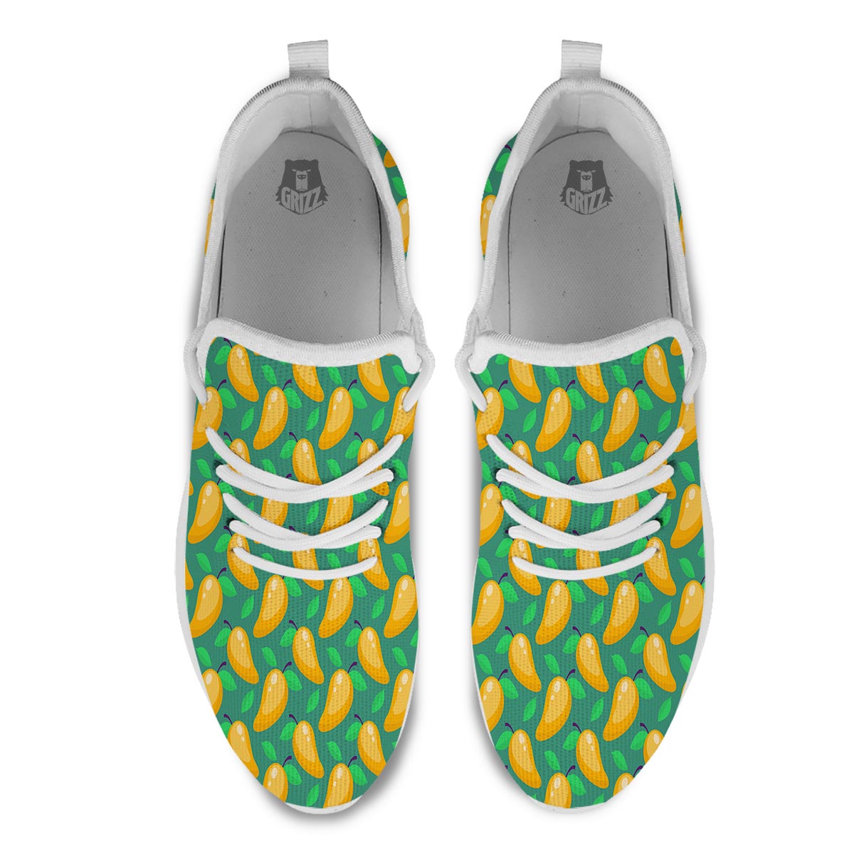 Ripe Mango Fruit Print Pattern White Athletic Shoes-grizzshop