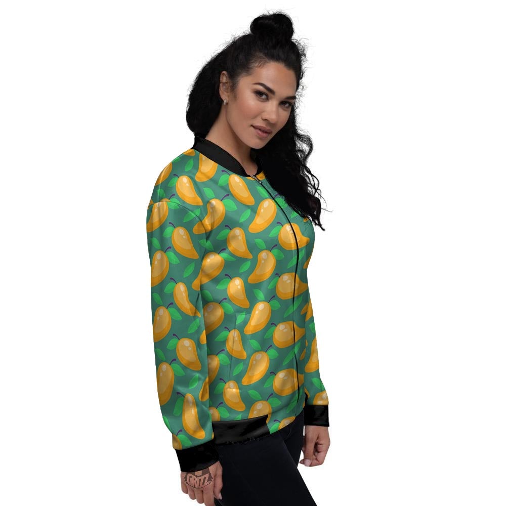 Ripe Mango Fruit Print Pattern Women's Bomber Jacket-grizzshop