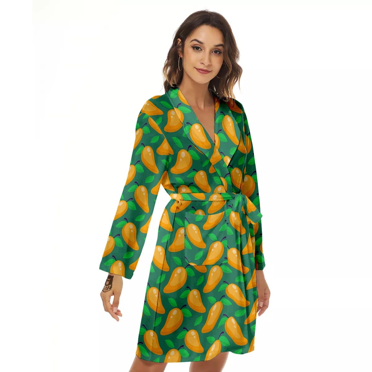 Ripe Mango Fruit Print Pattern Women's Robe-grizzshop