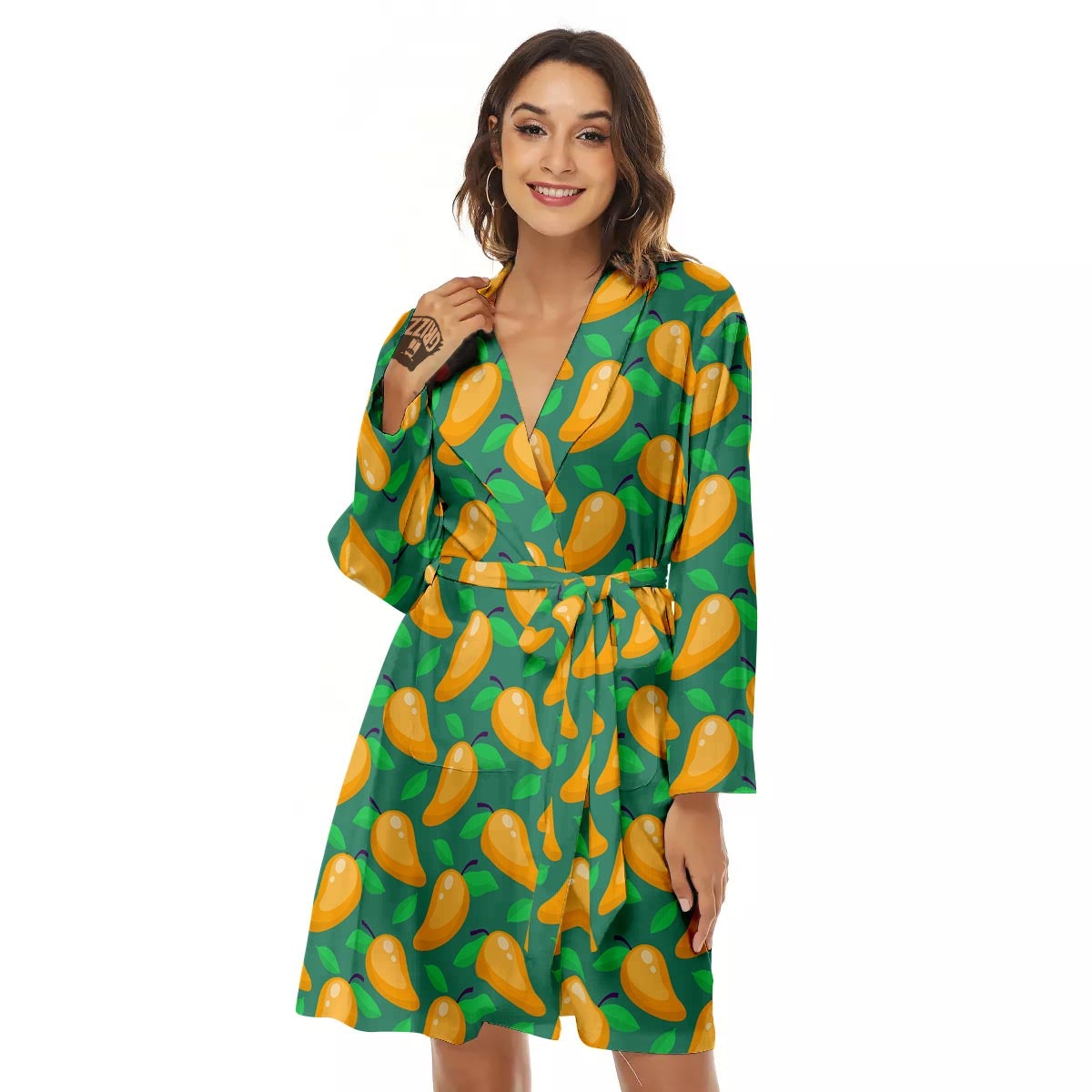 Ripe Mango Fruit Print Pattern Women's Robe-grizzshop