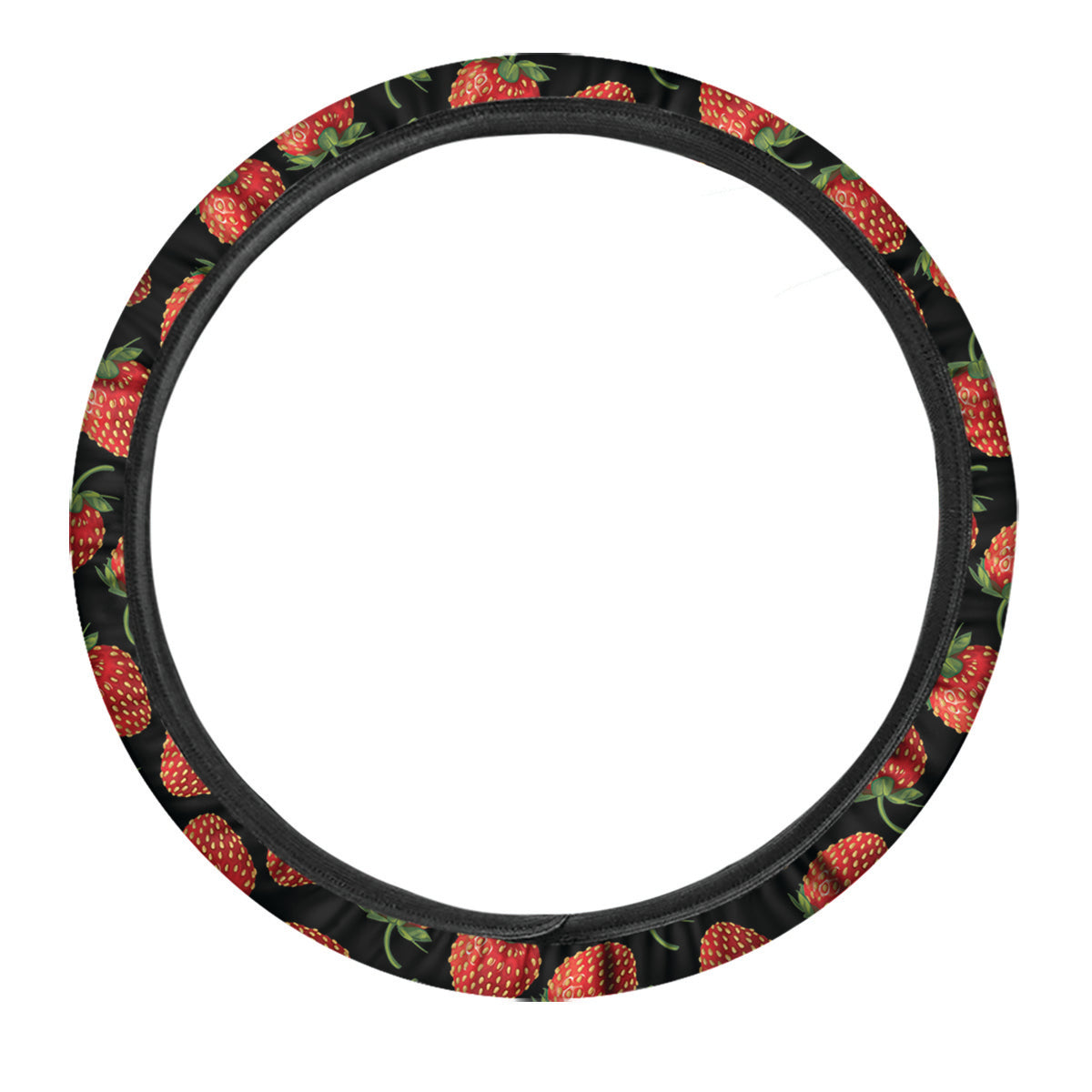 Ripe Strawberries Print Pattern Car Steering Wheel Cover-grizzshop