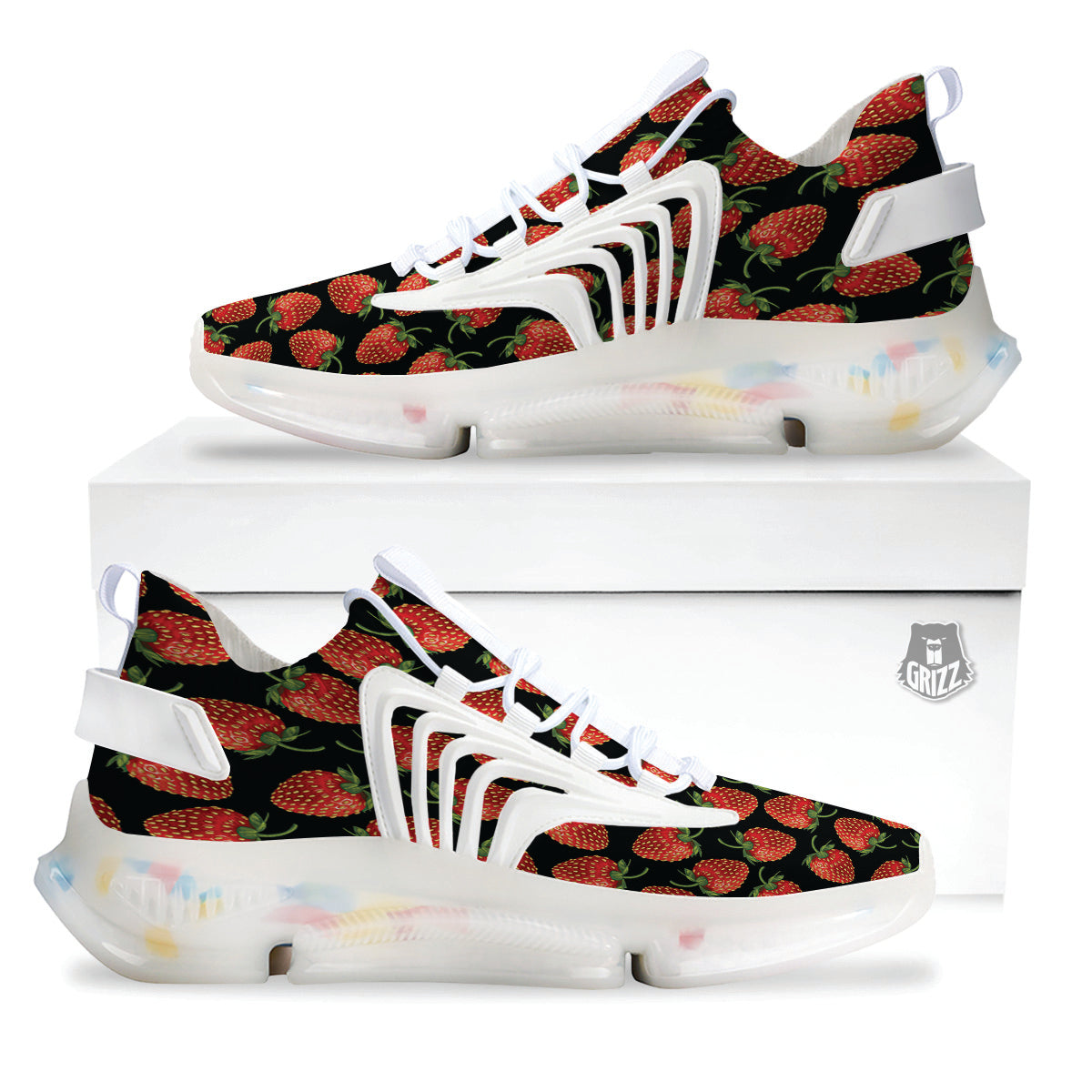 Ripe Strawberries Print Pattern White Gym Shoes-grizzshop