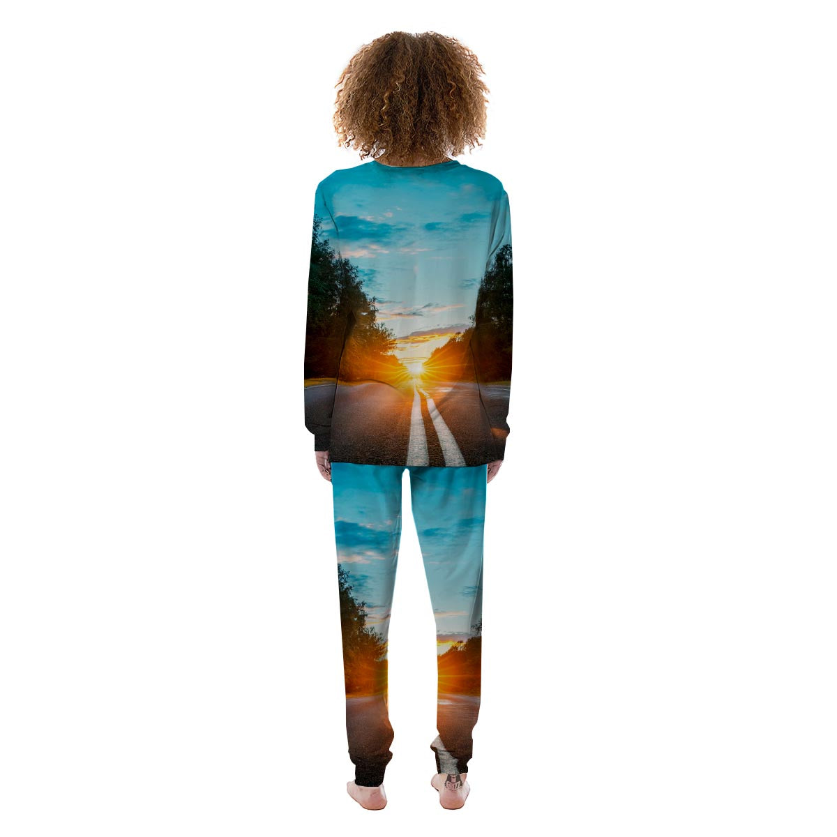 Road Sunrise Print Women's Pajamas-grizzshop