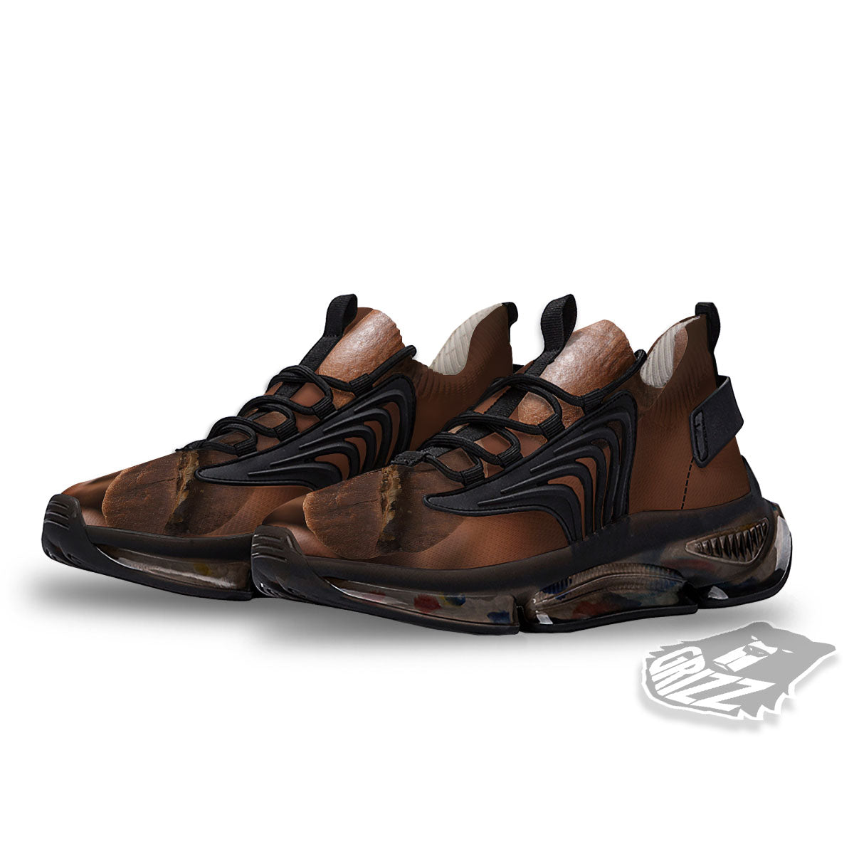 Roasted Coffee Bean Print Black Gym Shoes-grizzshop