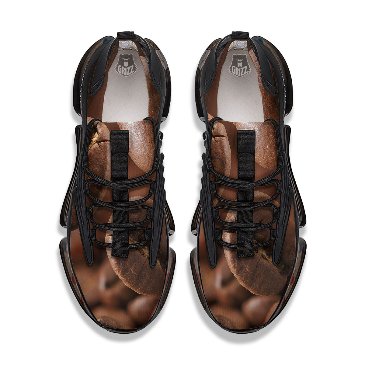 Roasted Coffee Bean Print Black Gym Shoes-grizzshop