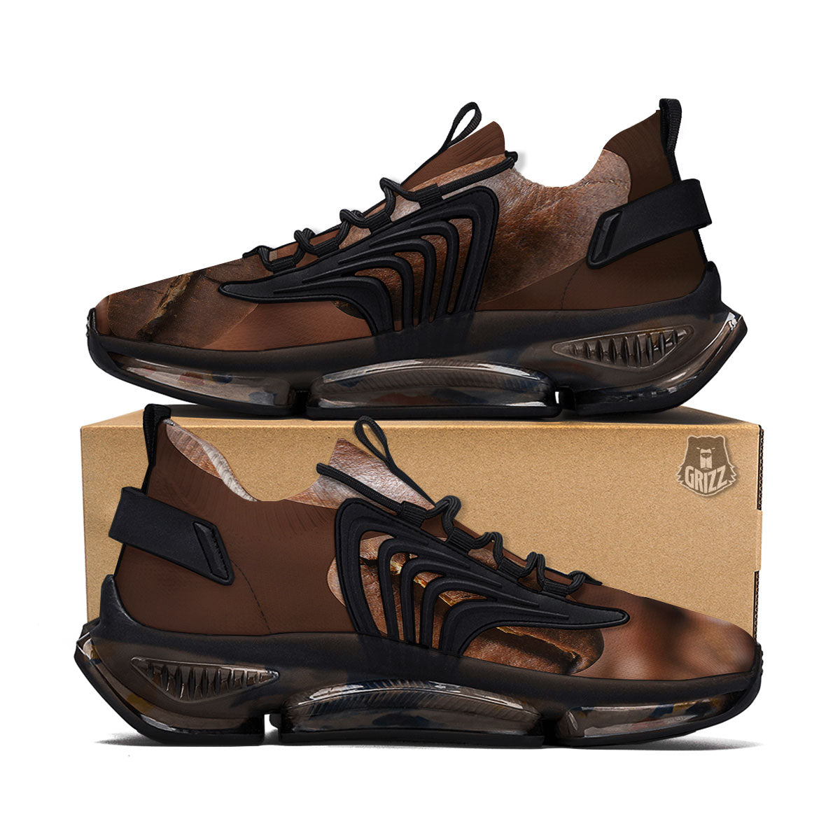 Roasted Coffee Bean Print Black Gym Shoes-grizzshop