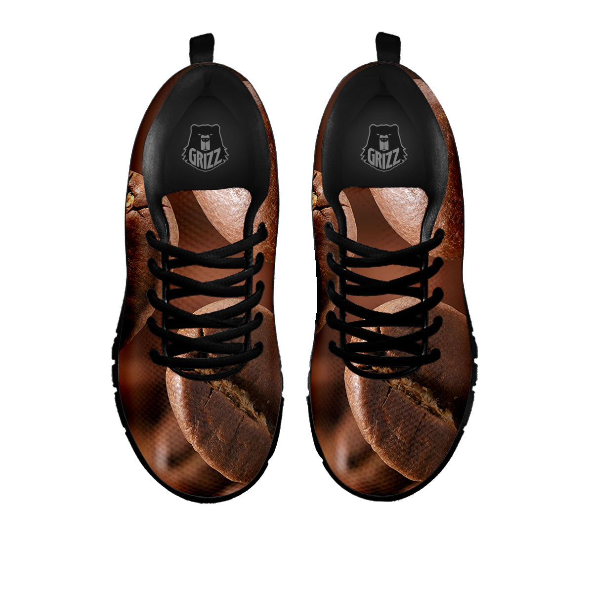 Roasted Coffee Bean Print Black Sneaker-grizzshop