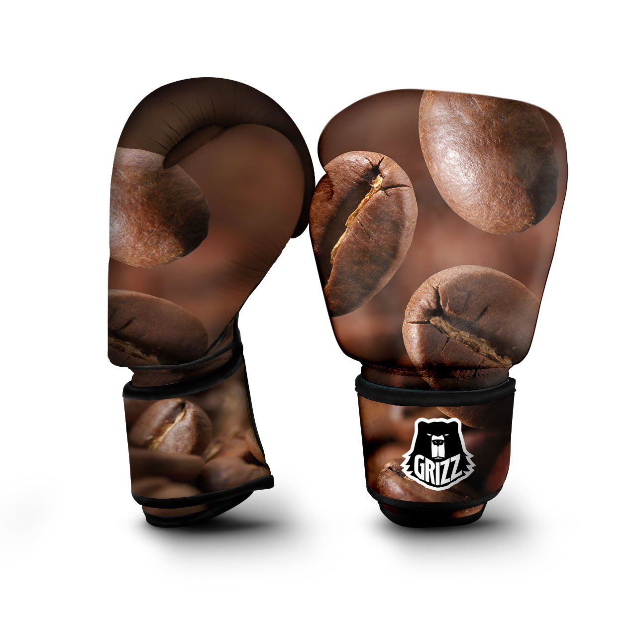Roasted Coffee Bean Print Boxing Gloves-grizzshop
