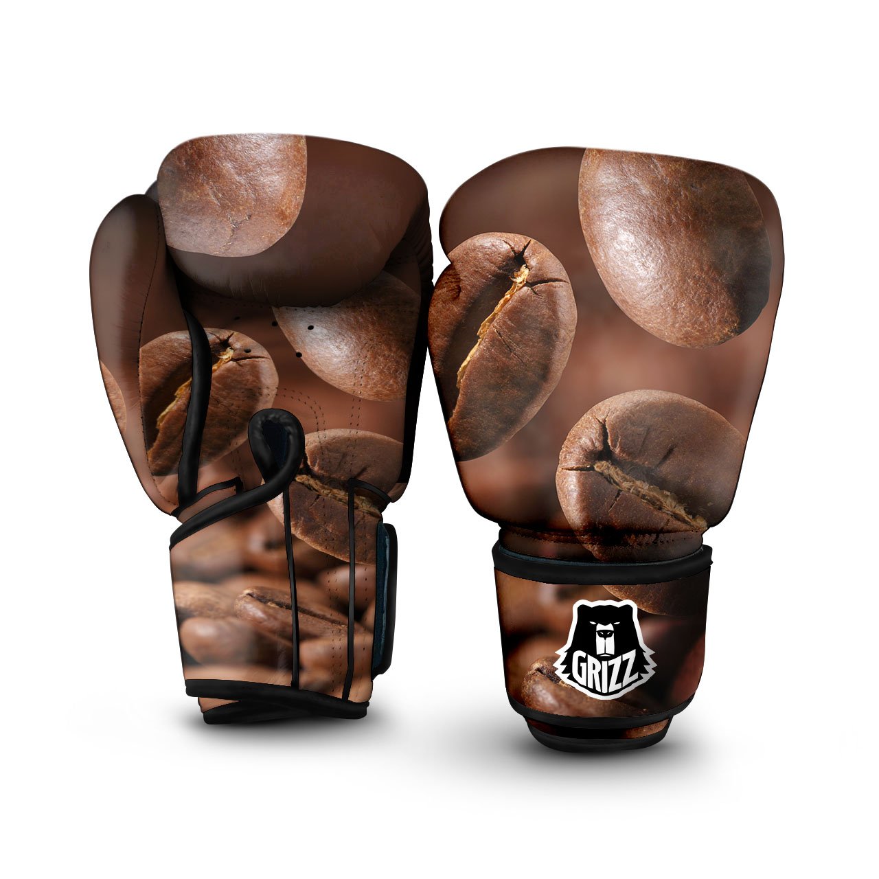 Roasted Coffee Bean Print Boxing Gloves-grizzshop