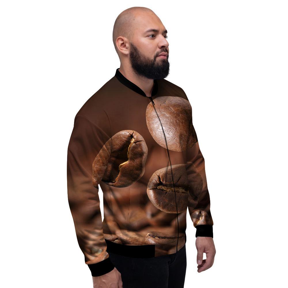 Roasted Coffee Bean Print Men's Bomber Jacket-grizzshop