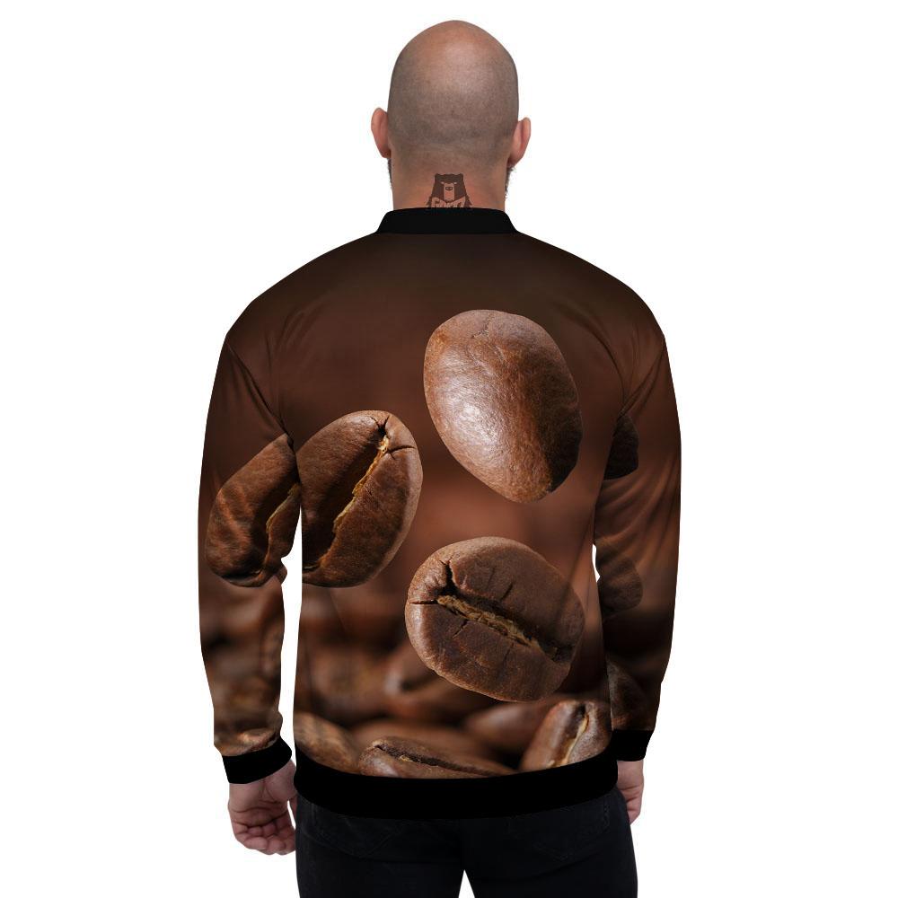 Roasted Coffee Bean Print Men's Bomber Jacket-grizzshop